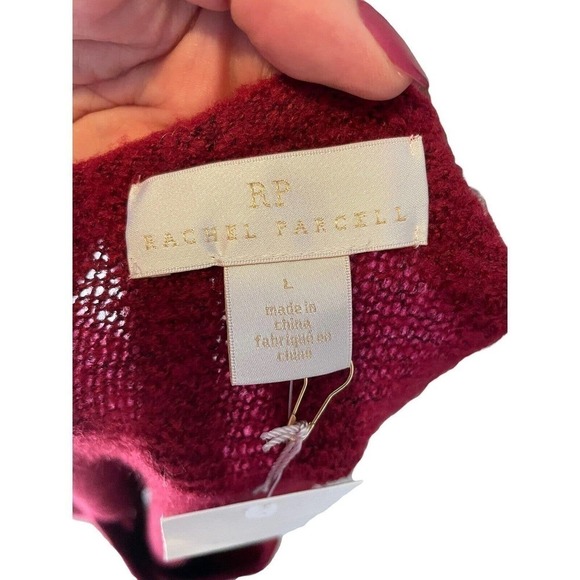 RACHEL PARCELL Beet Red Puff Sleeve Wrap Sweater Size Large - Picture 8 of 10
